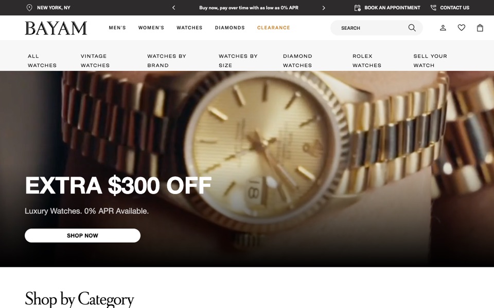 Bayam Vintage Watches storefront showing its watch collection