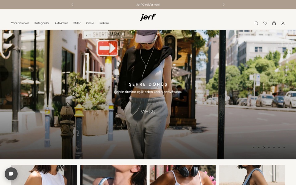 JERF Shopify storefront showing activewear collections